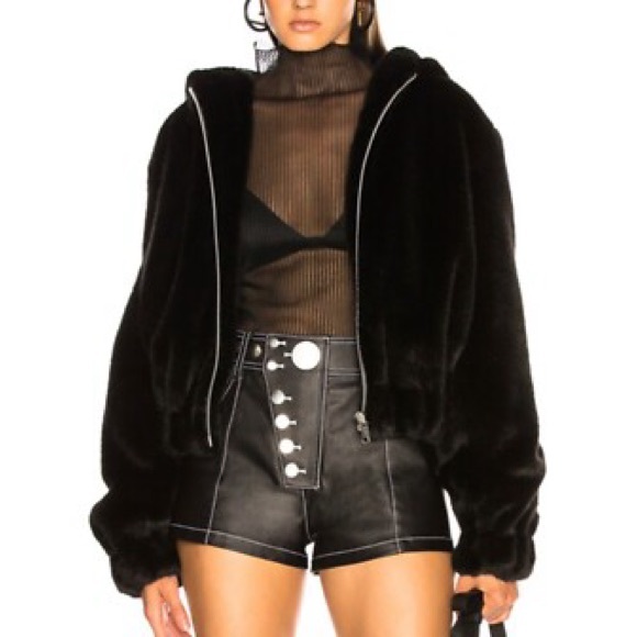 Helmut Lang faux fur hooded bomber mink jacket - Picture 1 of 5
